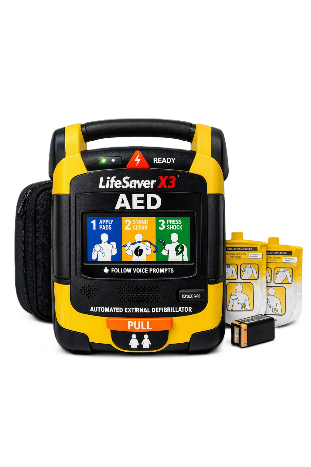 LifeSaver X3 automated external defibrillator (AED) device